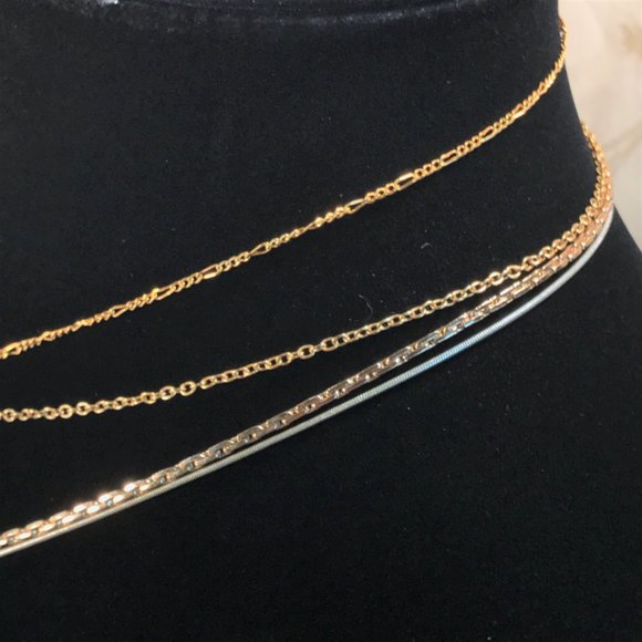 4 Pc Necklace Set Christian Cross God Jesus Church Silver & Gold Tone Rhinestone - Picture 3 of 11